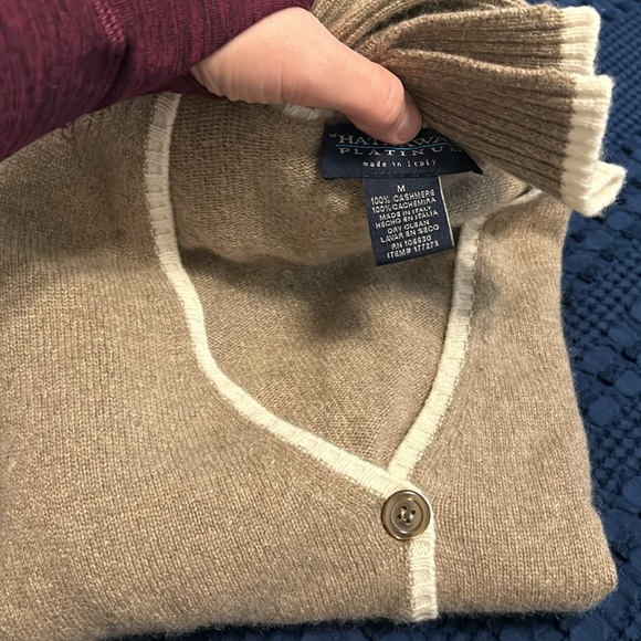 100% cashmere taupe cardigan made in Italy - Picture 6 of 9